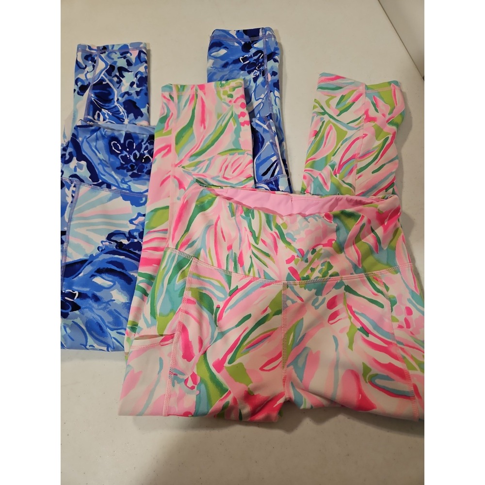 Bundle Lilly Pulitzer Luxletic Weekender Leggings S Pink/Blue Crop Pockets(2010